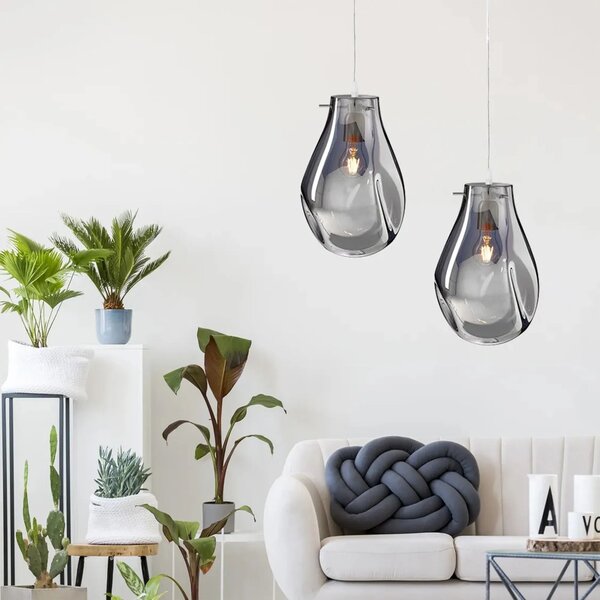 Γυάλινο Κρεμαστό Φωτιστικό Οροφής APP329-1CP SILVER