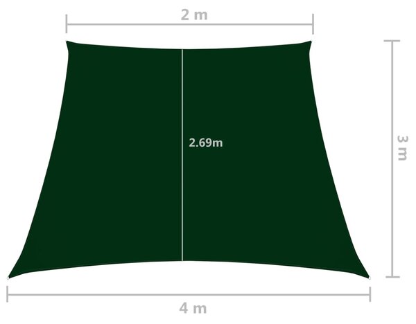 VidaXL Πανί Σκίασης Τρίγωνο Σκ. Πράσινο 2/4 x 3 μ. από Ύφασμα Oxford