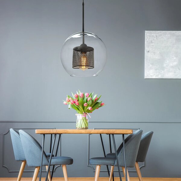 Γυάλινο κρεμαστό φωτιστικό Loft APP559-1CP 30cm μαύρο