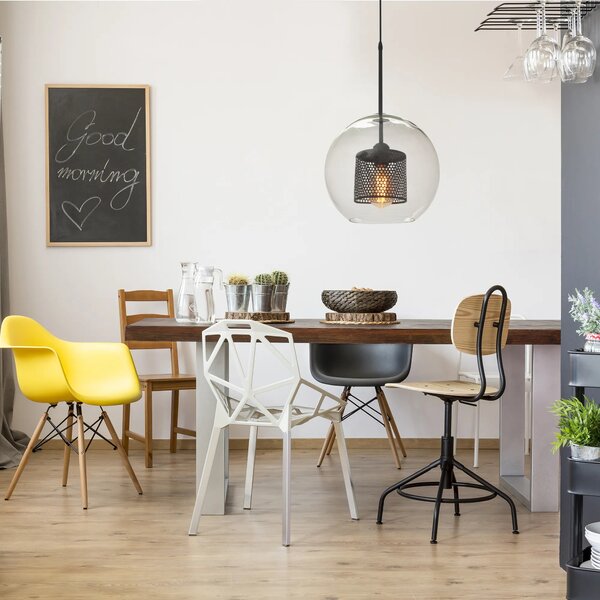 Γυάλινο κρεμαστό φωτιστικό Loft APP559-1CP 30cm μαύρο