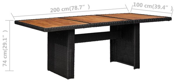 VidaXL Τραπεζαρία Κήπου Μαύρη 200 x 100 x 74 εκ. από Συνθετικό Ρατάν