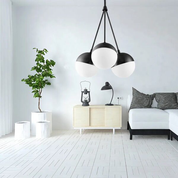 Κρεμαστό φωτιστικό Milk Glass Ball APP687-3CP Μαύρο