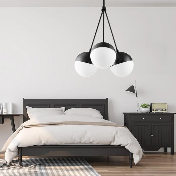 Κρεμαστό φωτιστικό Milk Glass Ball APP687-3CP Μαύρο