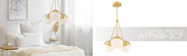 Κρεμαστό φωτιστικό Milk Glass Ball APP688-3CP Gold