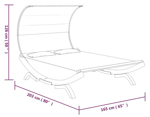 VidaXL Ξαπλώστρα ΕξΧώρου Κρεμ 165x203x126εκ Μασίφ Λυγισμένο Ξύλο Τέντα