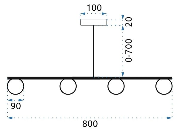 Γυάλινο Κρεμαστό Φωτιστικό Μπάλας 4 τμχ APP675-4CP Χρυσό