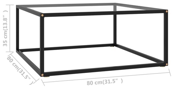 VidaXL Τραπεζάκι Σαλονιού Μαύρο 80 x 80 x 35 εκ. με Ψημένο Γυαλί