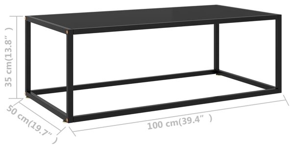 VidaXL Τραπεζάκι Σαλονιού Μαύρο 100 x 50 x 35 εκ. με Μαύρο Γυαλί