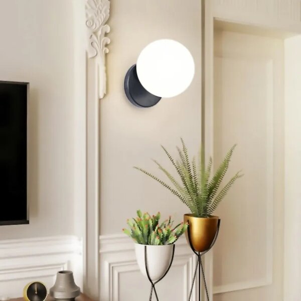 Επιτοίχιο φωτιστικό Glass Ball APP949-1W Μαύρο