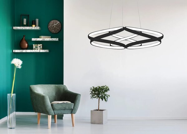 Μοντέρνο φωτιστικό οροφής LED + REMOTE APP793-CP FLAT Μαύρο