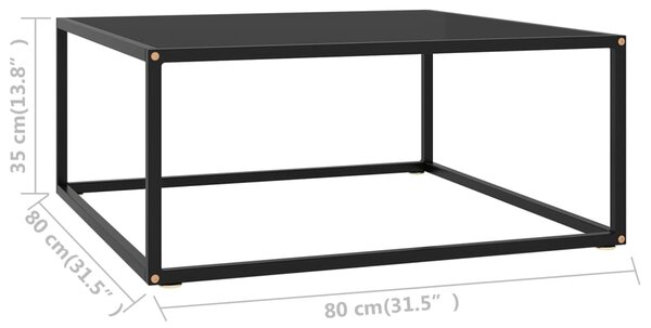 VidaXL Τραπεζάκι Σαλονιού Μαύρο 80 x 80 x 35 εκ. με Μαύρο Γυαλί