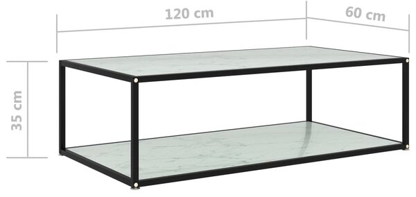 VidaXL Τραπεζάκι Σαλονιού Λευκό 120 x 60 x 35 εκ. από Ψημένο Γυαλί