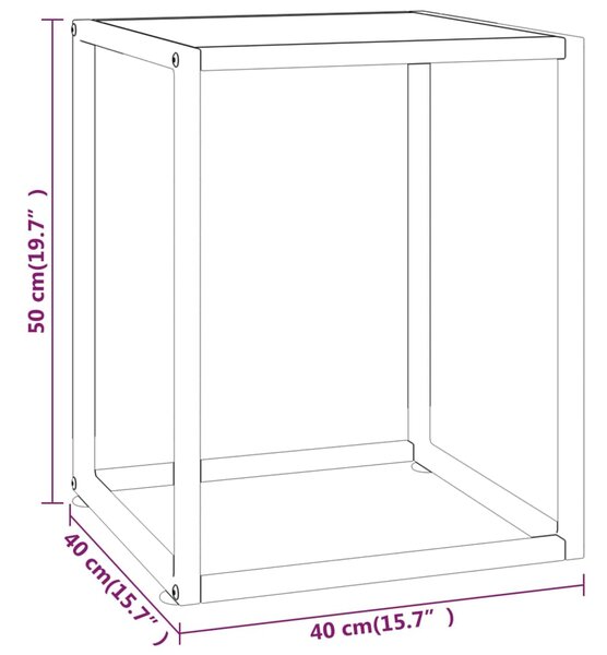 VidaXL Τραπεζάκι Σαλονιού Μαύρο 40x40x50 εκ. Λευκό Γυαλί Όψη Μαρμάρου