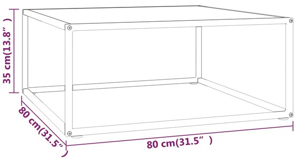 VidaXL Τραπεζάκι Σαλονιού Μαύρο 80x80x35 εκ. Λευκό Γυαλί Όψη Μαρμάρου