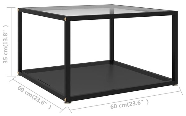 322891 vidaXL Coffee Table Transparent and Black 60x60x35 cm Tempered Glass