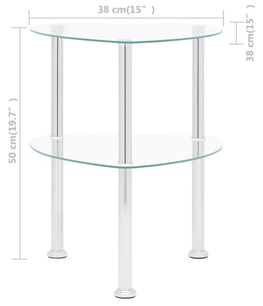 VidaXL Τραπεζάκι Σαλονιού 2 Επιπέδων Διαφανές 38x38x50 εκ. Ψημ. Γυαλί