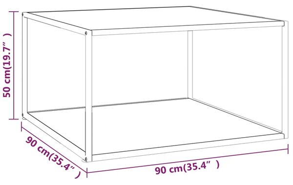 VidaXL Τραπεζάκι Σαλονιού Μαύρο 90x90x50 εκ. Λευκό Γυαλί Όψη Μαρμάρου