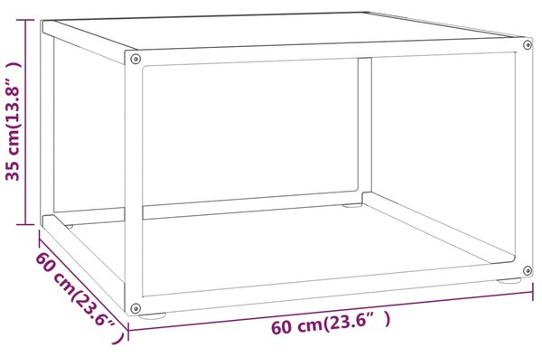 VidaXL Τραπεζάκι Σαλονιού Μαύρο 60x60x35 εκ. Λευκό Γυαλί Όψη Μαρμάρου