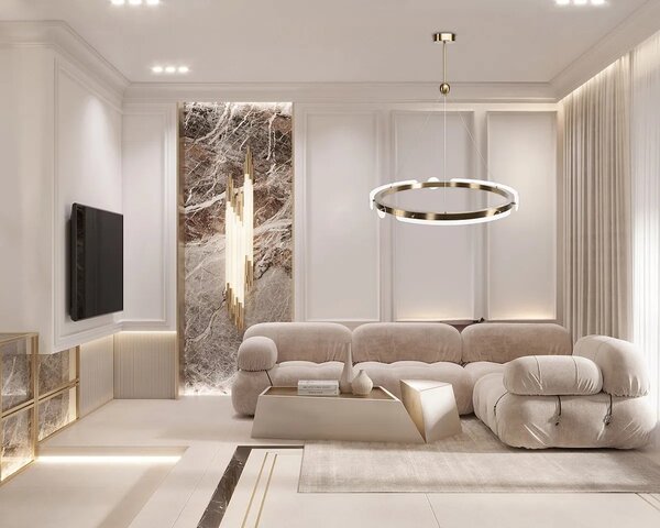 Κρεμαστό φωτιστικό οροφής LED Loop APP1549-cp Gold + Τηλεχειριστήριο