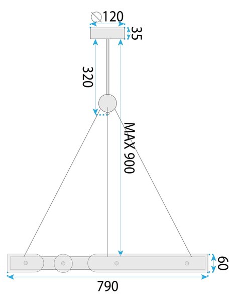 Κρεμαστό φωτιστικό οροφής LED Loop APP1549-cp Gold + Τηλεχειριστήριο