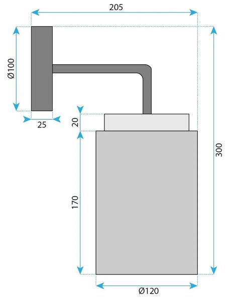 Φωτιστικό τοίχου APP1814-1W Frosted Grey