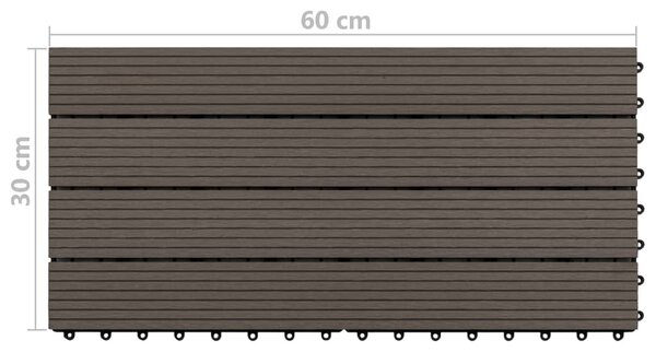 VidaXL Πλακάκια Deck 6 τεμ. Σκούρο Καφέ 60 x 30 εκ. 1,08 μ² από WPC