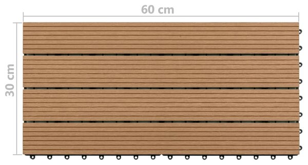 VidaXL Πλακάκια Deck 6 τεμ. Καφέ 60 x 30 εκ. 1,08 μ² από WPC