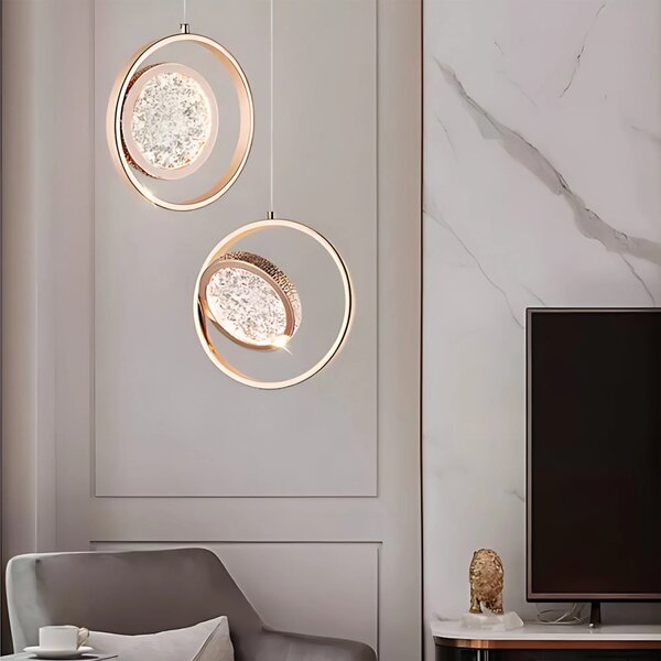 Κρυστάλλινο Κρεμαστό Φωτιστικό LHJ106-1CP LIGHT ROSE GOLD