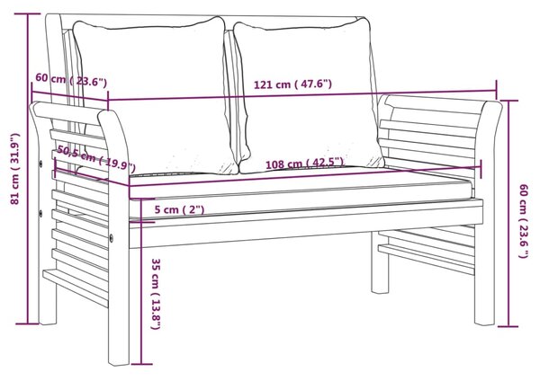 VidaXL Σαλόνι Κήπου Σετ 3 Τεμαχίων με Μαξιλάρια από Μασίφ Ξύλο Ακακίας