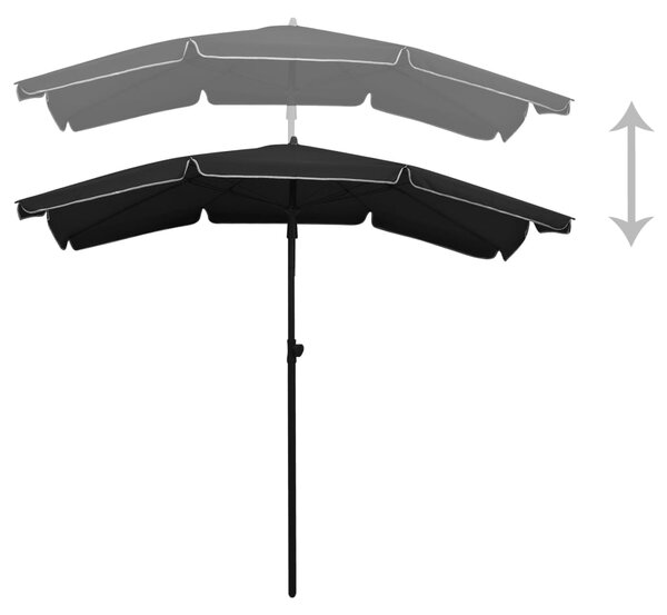 VidaXL Ομπρέλα Κήπου με Ιστό Μαύρη 200 x 130 εκ