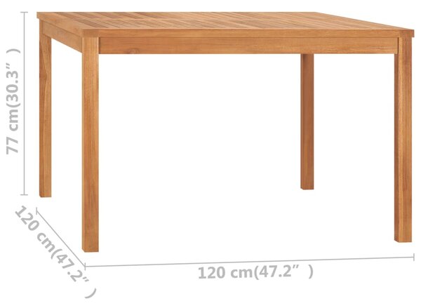 VidaXL Τραπεζαρία Κήπου 120 x 120 x 77 εκ. από Μασίφ Ξύλο Teak