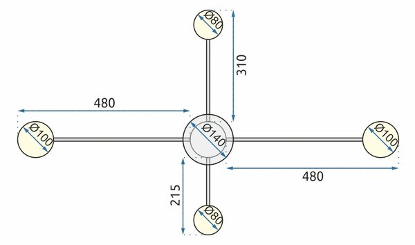 ΦΩΤΙΣΤΙΚΟ ΟΡΟΦΗΣ LED 4 ΒΡΑΧΙΩΝ APP519-4C Μαύρο