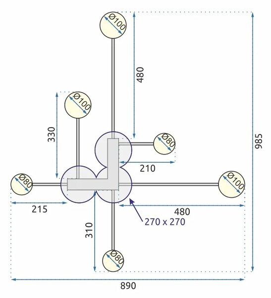 ΜΟΝΤΕΡΝΟ ΦΩΤΙΣΤΙΚΟ ΟΡΟΦΗΣ LED 6 ΒΡΑΧΙΩΝ APP521-6C Μαύρο