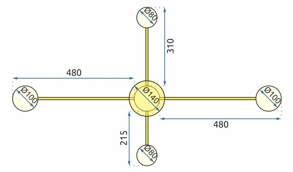 ΦΩΤΙΣΤΙΚΟ ΟΡΟΦΗΣ LED 4 ΒΡΑΧΙΩΝ APP520-4C Χρυσό
