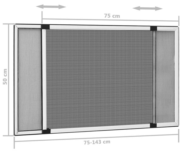 VidaXL Σήτα Παραθύρου Επεκτεινόμενη Λευκή (75-143)x50 εκ