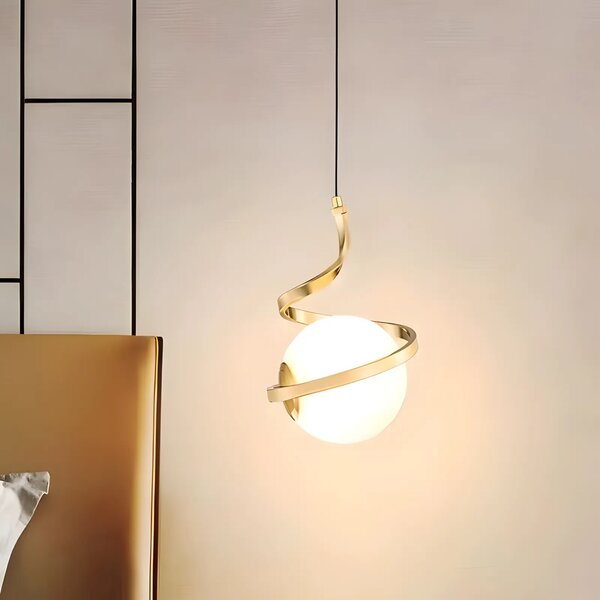 GLASS SPHERE SPIRAL PENDANT LAMP APP1733-1CP GOLD