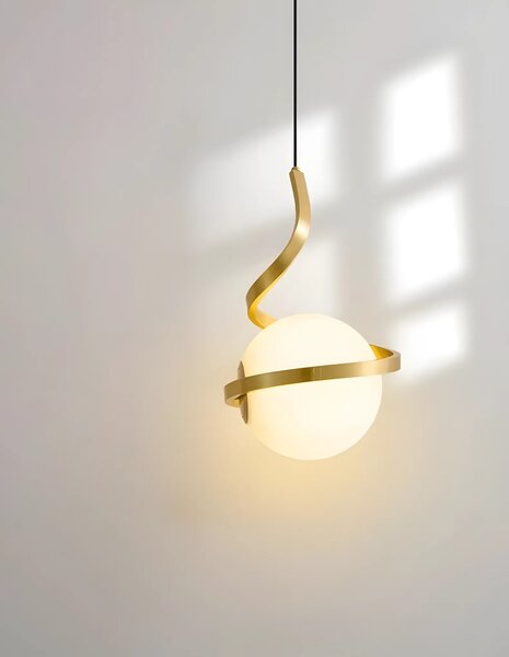 GLASS SPHERE SPIRAL PENDANT LAMP APP1733-1CP GOLD