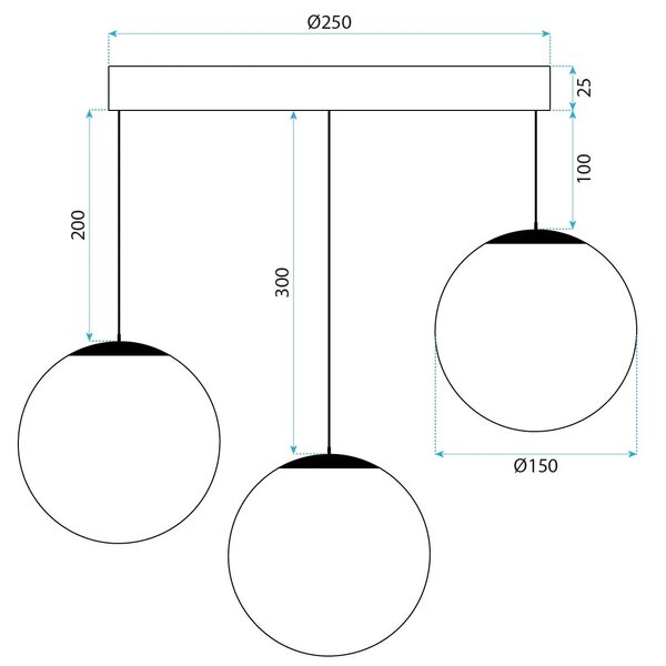 Κρεμαστό φωτιστικό APP1815-3CPR BLACK