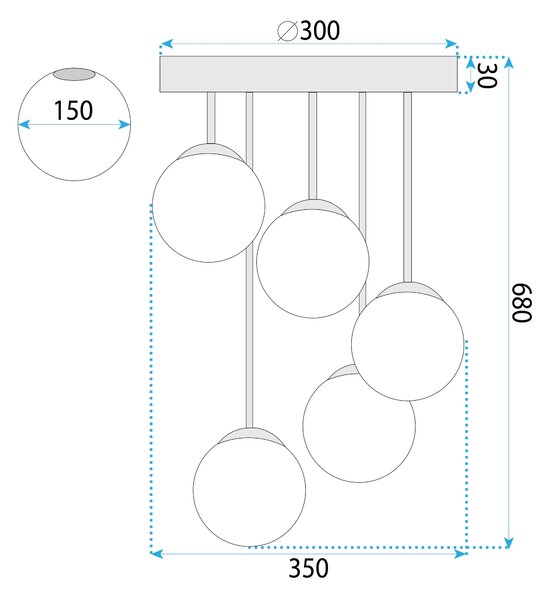 Κρεμαστό φωτιστικό APP1816-5CPR BLACK
