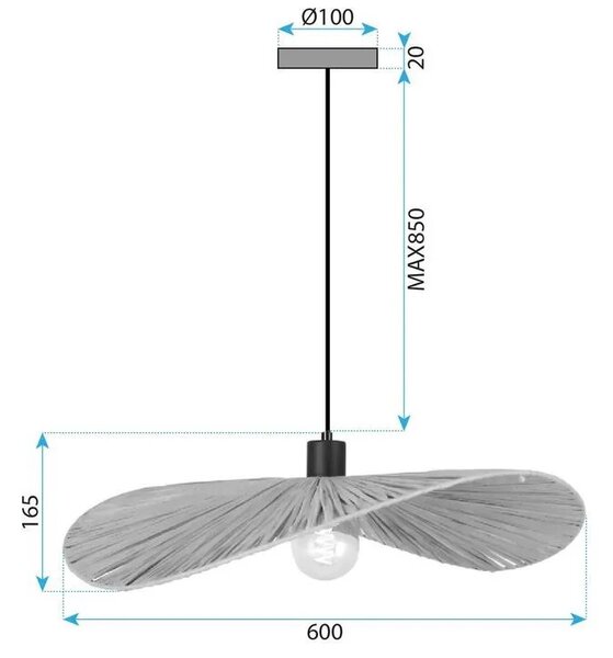 Κρεμαστό φωτιστικό APP1826-1CP NATURE BLACK