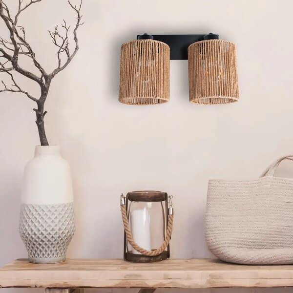 Φωτιστικό τοίχου APP1824-2W NATURE BLACK