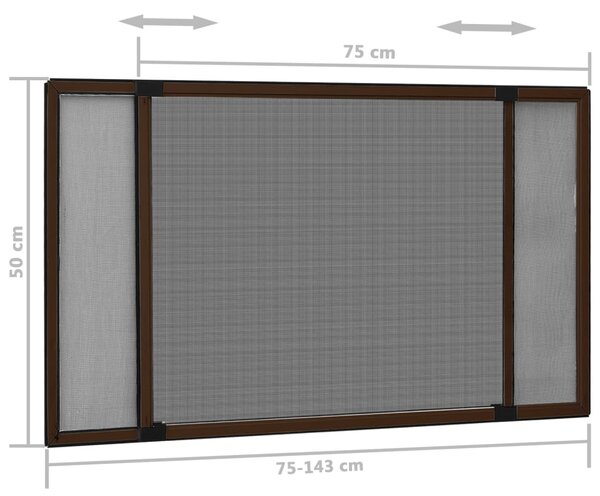 VidaXL Σήτα Παραθύρου Επεκτεινόμενη Καφέ (75-143)x50 εκ