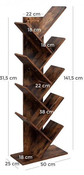Βιβλιοθήκη Vasagle, 50x25x141.5 cm