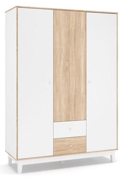 Ντουλάπα Awell 3 Πόρτες σε χρώμα Sonoma-Λευκό 153.5x54.5x216 cm