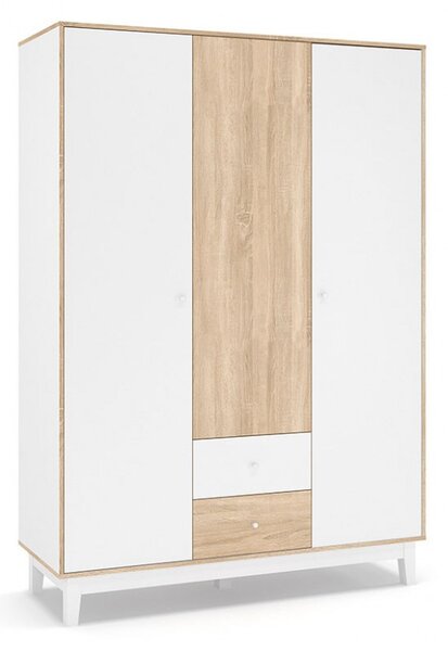 Ντουλάπα Awell 3 Πόρτες σε χρώμα Sonoma-Λευκό 153.5x54.5x216 cm