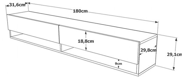 Έπιπλο TV Handra Λευκό 180x31.5x29.5 cm