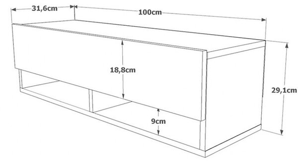 Έπιπλο TV Handra Ανθρακί 100x31.5x29 cm