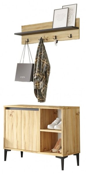 Κρεμάστρα Εισόδου Augusta Ανθρακί - Oak 90x35x68.5 cm