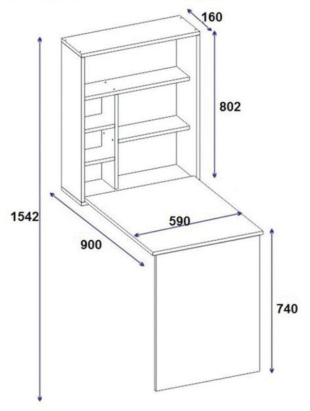 Γραφείο Ravin Λευκό 63x90x154 cm
