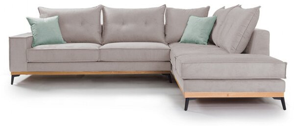Αριστερός Γωνιακός Καναπές Luxury II Elephant - Ciel - Μαύρο 290x235x90 cm